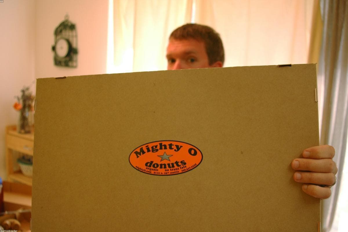 Box of assorted glazed mini doughnuts